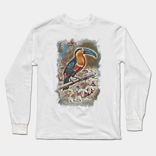 Toucan Beautiful Bird Jungle Forest Illustration Long Sleeve T-Shirt by Naumovski